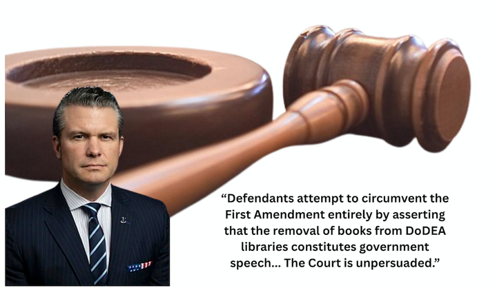 Judge Rejects 'Government Speech' Argument in DoD Book Banning Case